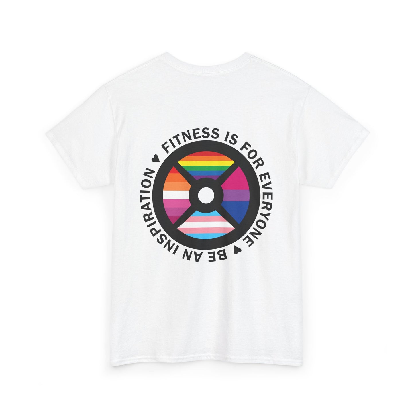 Fitness Is For Everyone Tee — Rainbow Weight Plate Pride Workout T‑Shirt