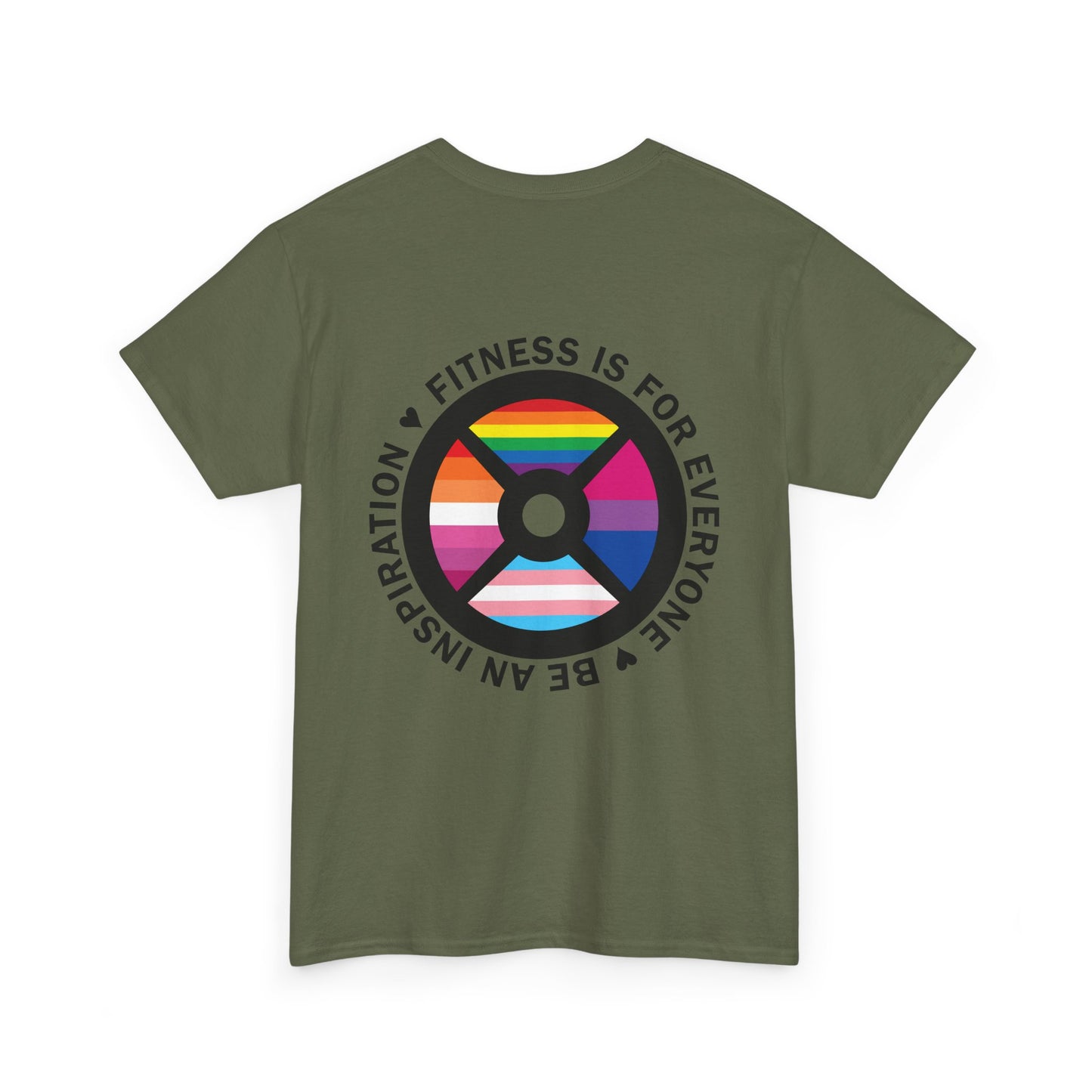 Fitness Is For Everyone Tee — Rainbow Weight Plate Pride Workout T‑Shirt